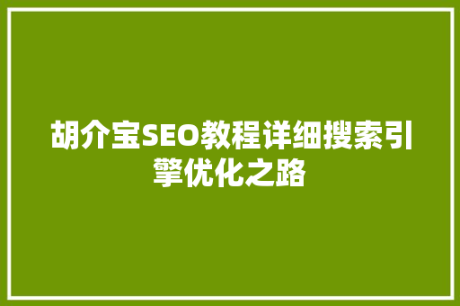 胡介宝SEO教程详细搜索引擎优化之路