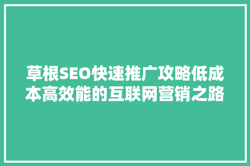 草根SEO快速推广攻略低成本高效能的互联网营销之路 必应SEO