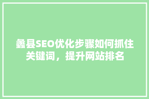 蠡县SEO优化步骤如何抓住关键词，提升网站排名