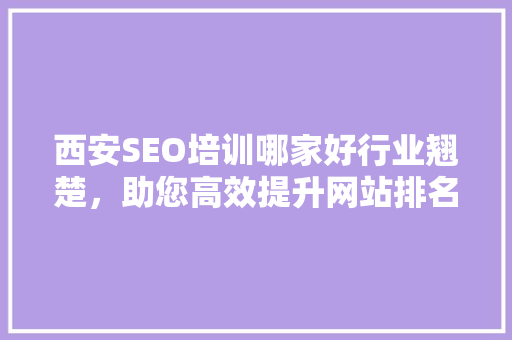 西安SEO培训哪家好行业翘楚，助您高效提升网站排名 必应SEO