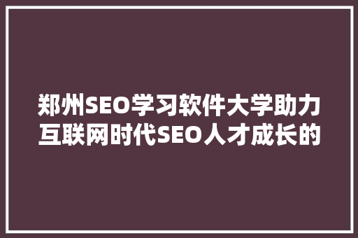 郑州SEO学习软件大学助力互联网时代SEO人才成长的新航标 神马SEO