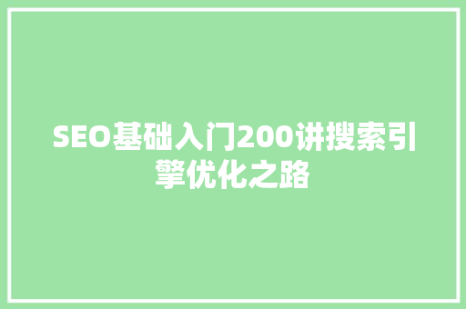 SEO基础入门200讲搜索引擎优化之路
