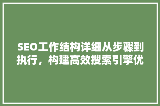 SEO工作结构详细从步骤到执行，构建高效搜索引擎优化体系 搜狗SEO