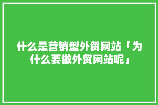 什么是营销型外贸网站「为什么要做外贸网站呢」 什么是营销型外贸网站「为什么要做外贸网站呢」 神马SEO