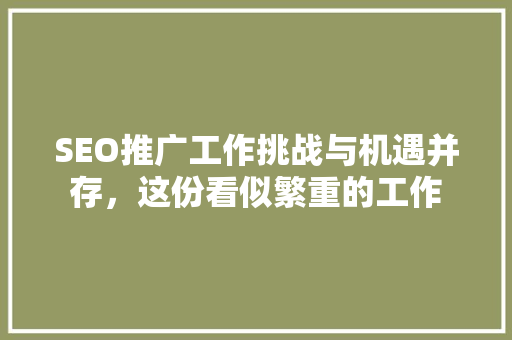 SEO推广工作挑战与机遇并存，这份看似繁重的工作 神马SEO
