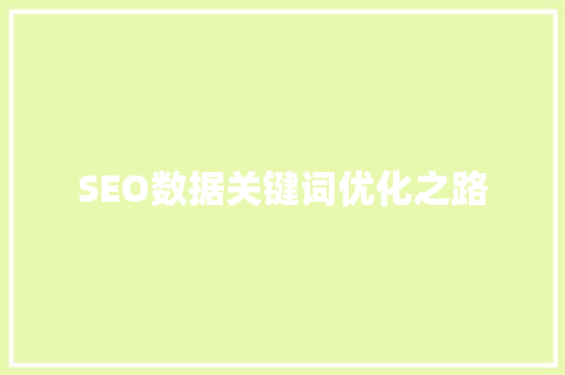SEO数据关键词优化之路 GoogleSEO