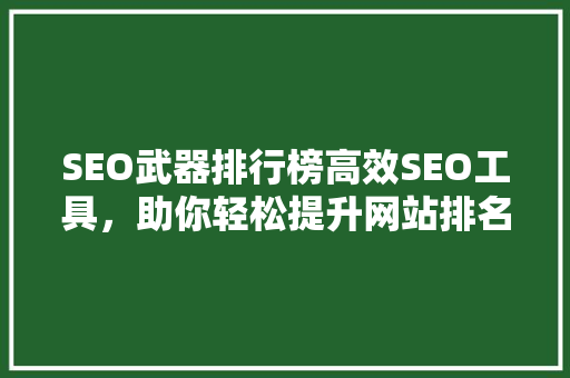 SEO武器排行榜高效SEO工具，助你轻松提升网站排名 百度SEO