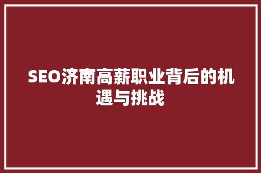 SEO济南高薪职业背后的机遇与挑战 必应SEO