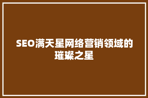 SEO满天星网络营销领域的璀璨之星 必应SEO