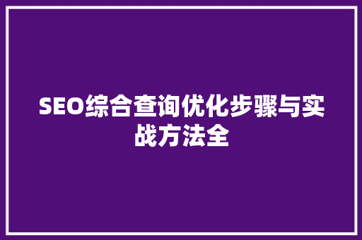 SEO综合查询优化步骤与实战方法全