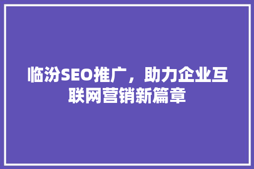 临汾SEO推广，助力企业互联网营销新篇章 GoogleSEO