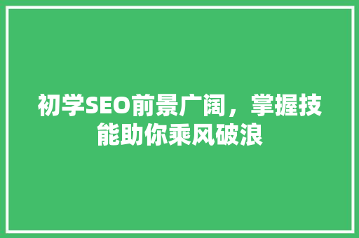 初学SEO前景广阔，掌握技能助你乘风破浪 GoogleSEO