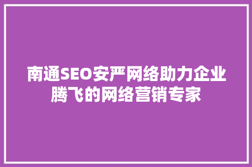 南通SEO安严网络助力企业腾飞的网络营销专家 神马SEO