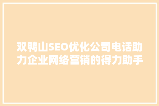 双鸭山SEO优化公司电话助力企业网络营销的得力助手 GoogleSEO