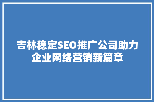 吉林稳定SEO推广公司助力企业网络营销新篇章 GoogleSEO