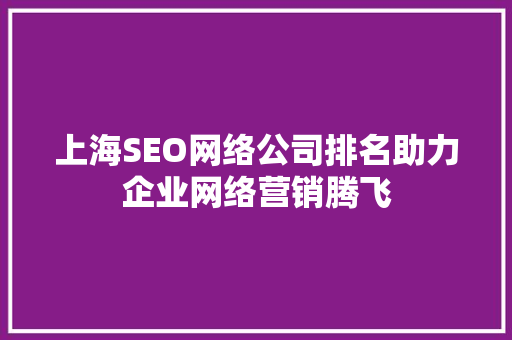 上海SEO网络公司排名助力企业网络营销腾飞 GoogleSEO