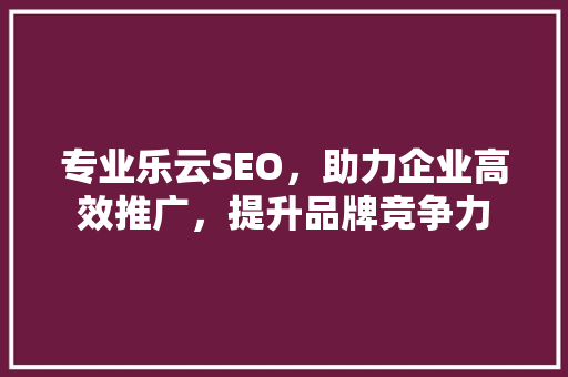 专业乐云SEO，助力企业高效推广，提升品牌竞争力 必应SEO