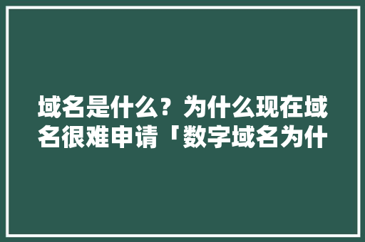 域名是什么？为什么现在域名很难申请「数字域名为什么打不开网页」 域名是什么？为什么现在域名很难申请「数字域名为什么打不开网页」 GoogleSEO