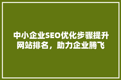 中小企业SEO优化步骤提升网站排名，助力企业腾飞 神马SEO