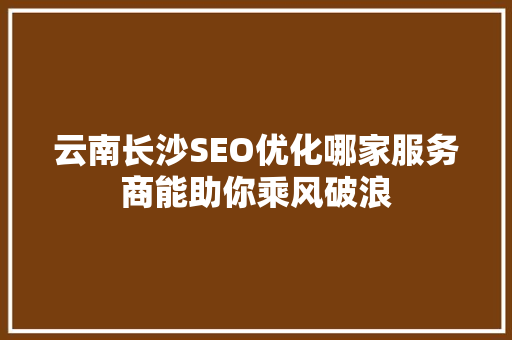 云南长沙SEO优化哪家服务商能助你乘风破浪 GoogleSEO