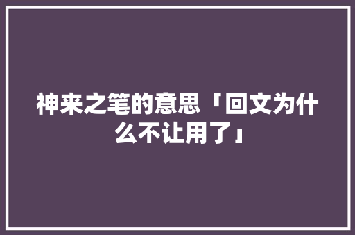 神来之笔的意思「回文为什么不让用了」 神来之笔的意思「回文为什么不让用了」 百度SEO