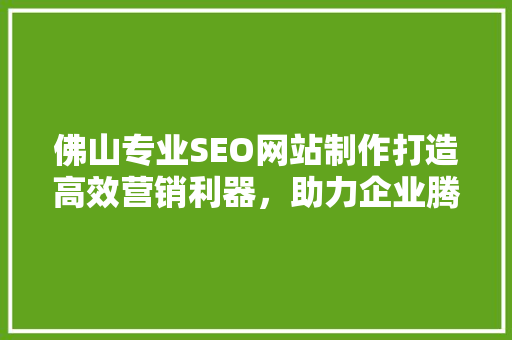 佛山专业SEO网站制作打造高效营销利器，助力企业腾飞 神马SEO