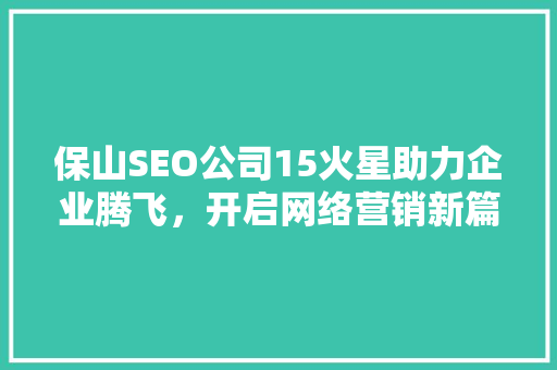 保山SEO公司15火星助力企业腾飞，开启网络营销新篇章 百度SEO