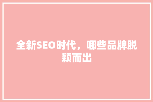全新SEO时代，哪些品牌脱颖而出 GoogleSEO