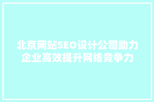 北京网站SEO设计公司助力企业高效提升网络竞争力