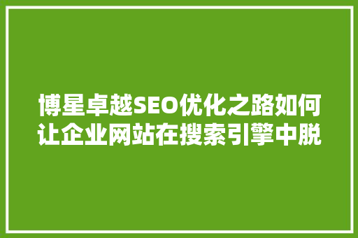博星卓越SEO优化之路如何让企业网站在搜索引擎中脱颖而出