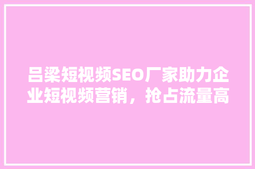 吕梁短视频SEO厂家助力企业短视频营销，抢占流量高地 必应SEO