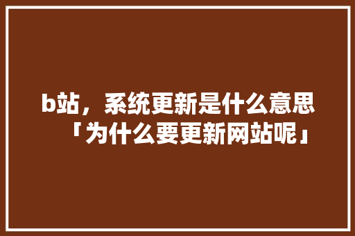 b站，系统更新是什么意思「为什么要更新网站呢」 b站，系统更新是什么意思「为什么要更新网站呢」 GoogleSEO