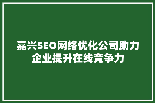 嘉兴SEO网络优化公司助力企业提升在线竞争力 神马SEO