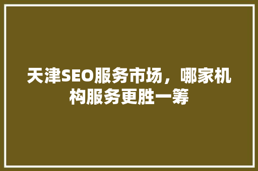 天津SEO服务市场，哪家机构服务更胜一筹 百度SEO