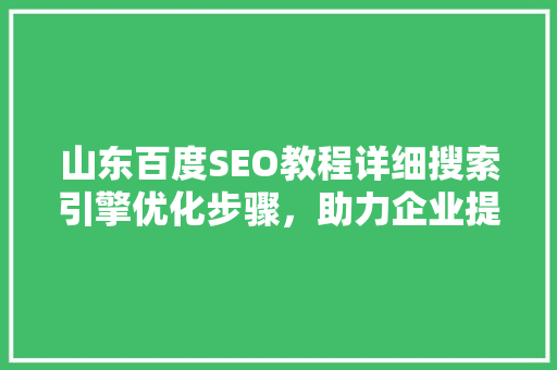 山东百度SEO教程详细搜索引擎优化步骤，助力企业提升品牌影响力 搜狗SEO