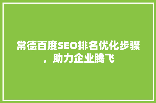 常德百度SEO排名优化步骤，助力企业腾飞 GoogleSEO