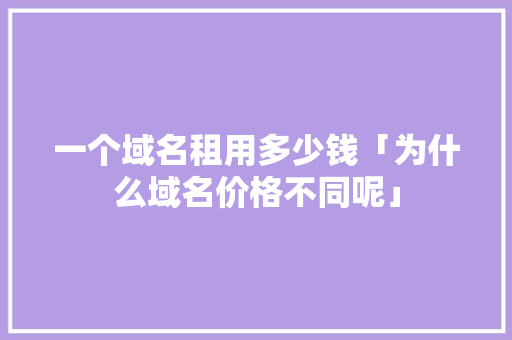 一个域名租用多少钱「为什么域名价格不同呢」 一个域名租用多少钱「为什么域名价格不同呢」 神马SEO