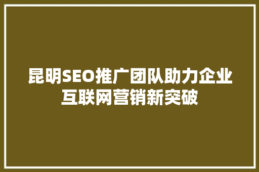 昆明SEO推广团队助力企业互联网营销新突破