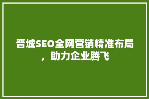 晋城SEO全网营销精准布局，助力企业腾飞 必应SEO