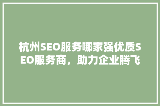 杭州SEO服务哪家强优质SEO服务商，助力企业腾飞 GoogleSEO