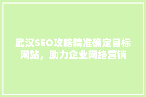 武汉SEO攻略精准确定目标网站，助力企业网络营销 百度SEO