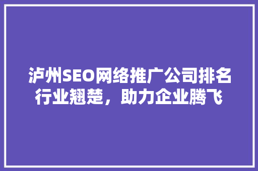 泸州SEO网络推广公司排名行业翘楚，助力企业腾飞 GoogleSEO