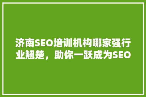 济南SEO培训机构哪家强行业翘楚，助你一跃成为SEO高手 必应SEO