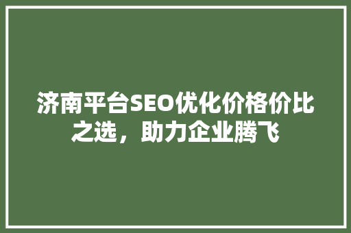 济南平台SEO优化价格价比之选，助力企业腾飞 神马SEO