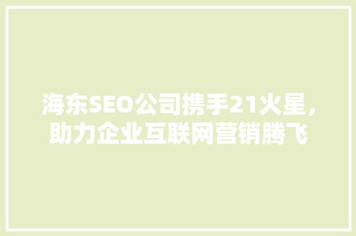 海东SEO公司携手21火星，助力企业互联网营销腾飞 百度SEO