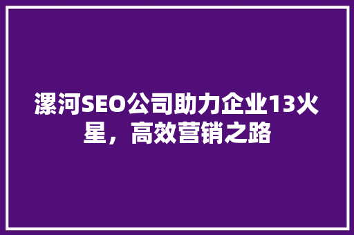 漯河SEO公司助力企业13火星，高效营销之路 搜狗SEO