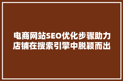 电商网站SEO优化步骤助力店铺在搜索引擎中脱颖而出 必应SEO
