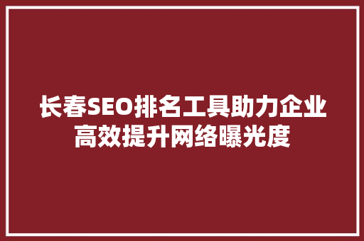 长春SEO排名工具助力企业高效提升网络曝光度 百度SEO