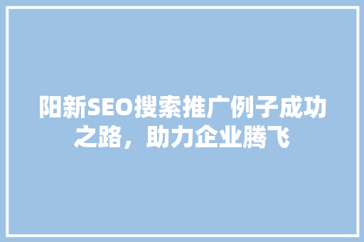 阳新SEO搜索推广例子成功之路，助力企业腾飞 百度SEO
