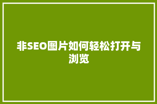 非SEO图片如何轻松打开与浏览 GoogleSEO